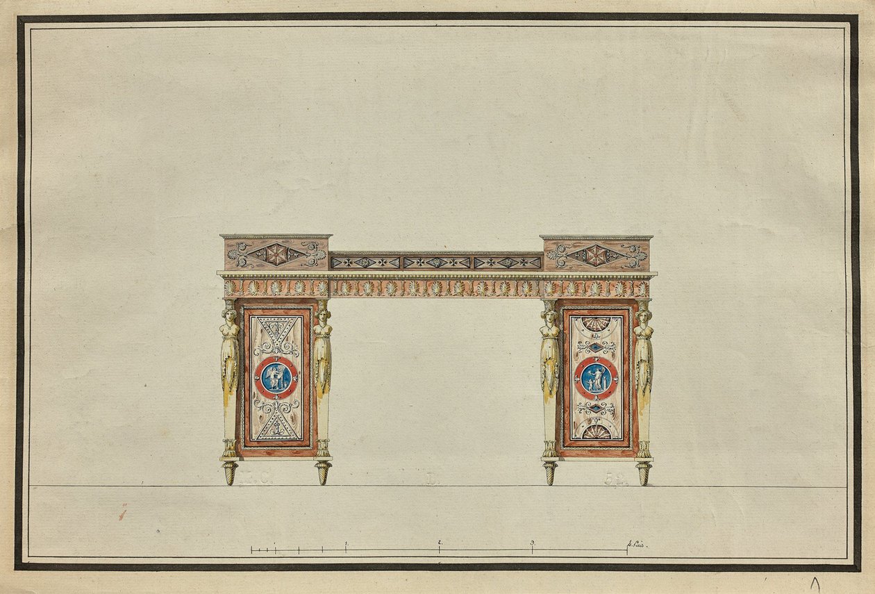 Ontwerp van een bureau door Charles Percier