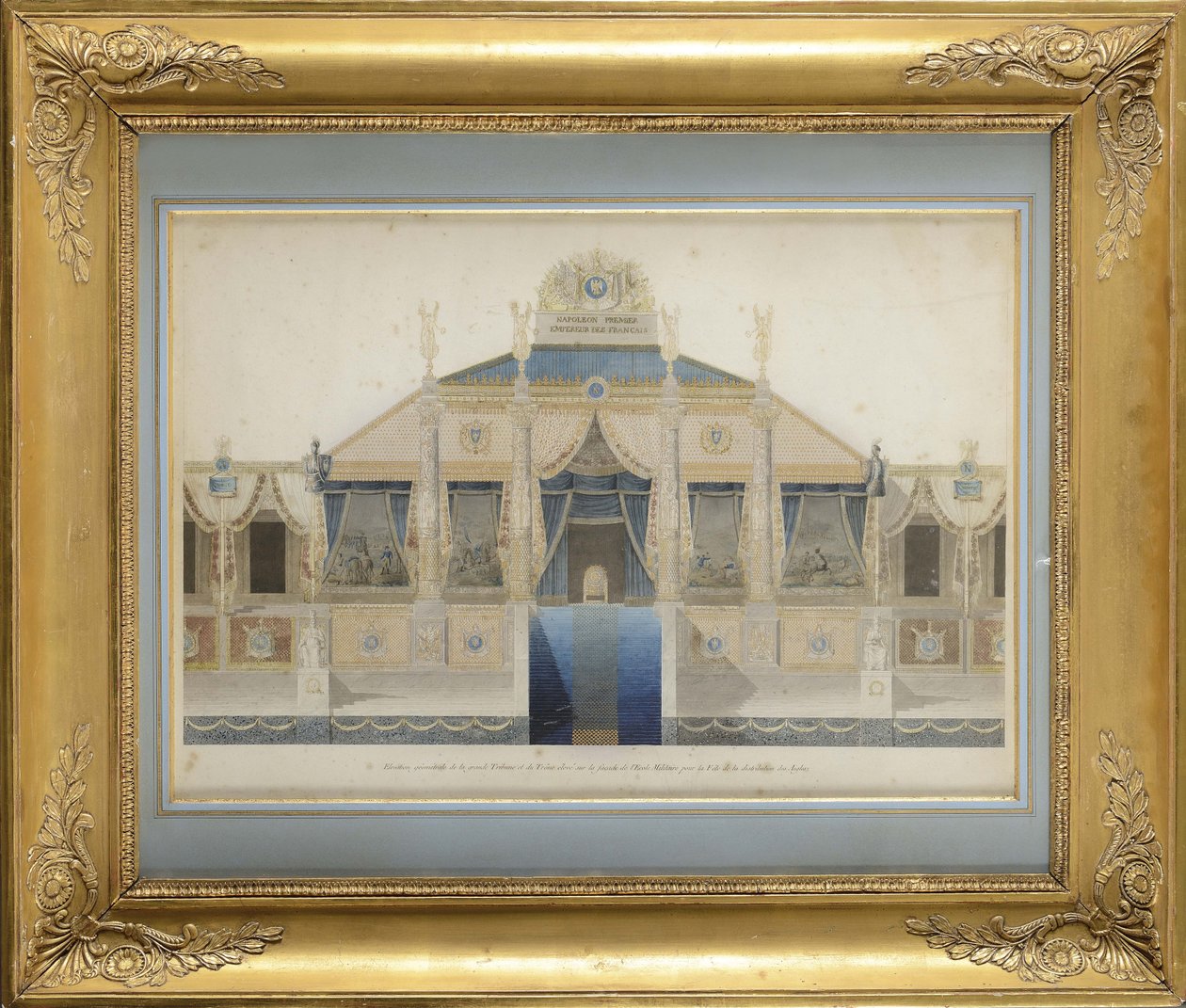 Project van de Grote Tribune en de Troon voor het Feest van de Verdeling van Adelaars door Charles Percier
