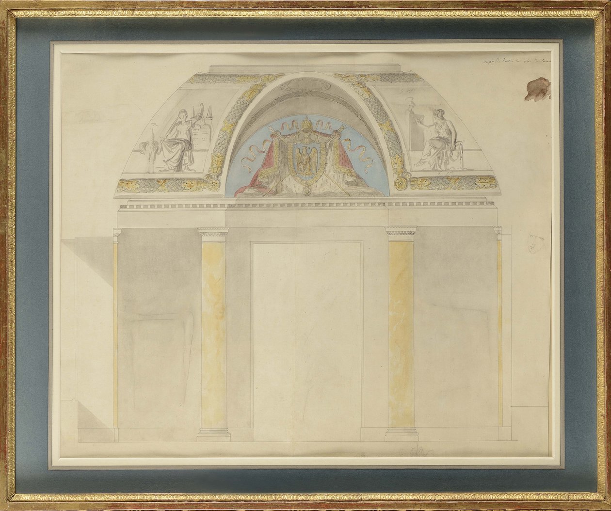 Studie voor de decoratie van de troon in het Palais des Tuileries door Charles Percier