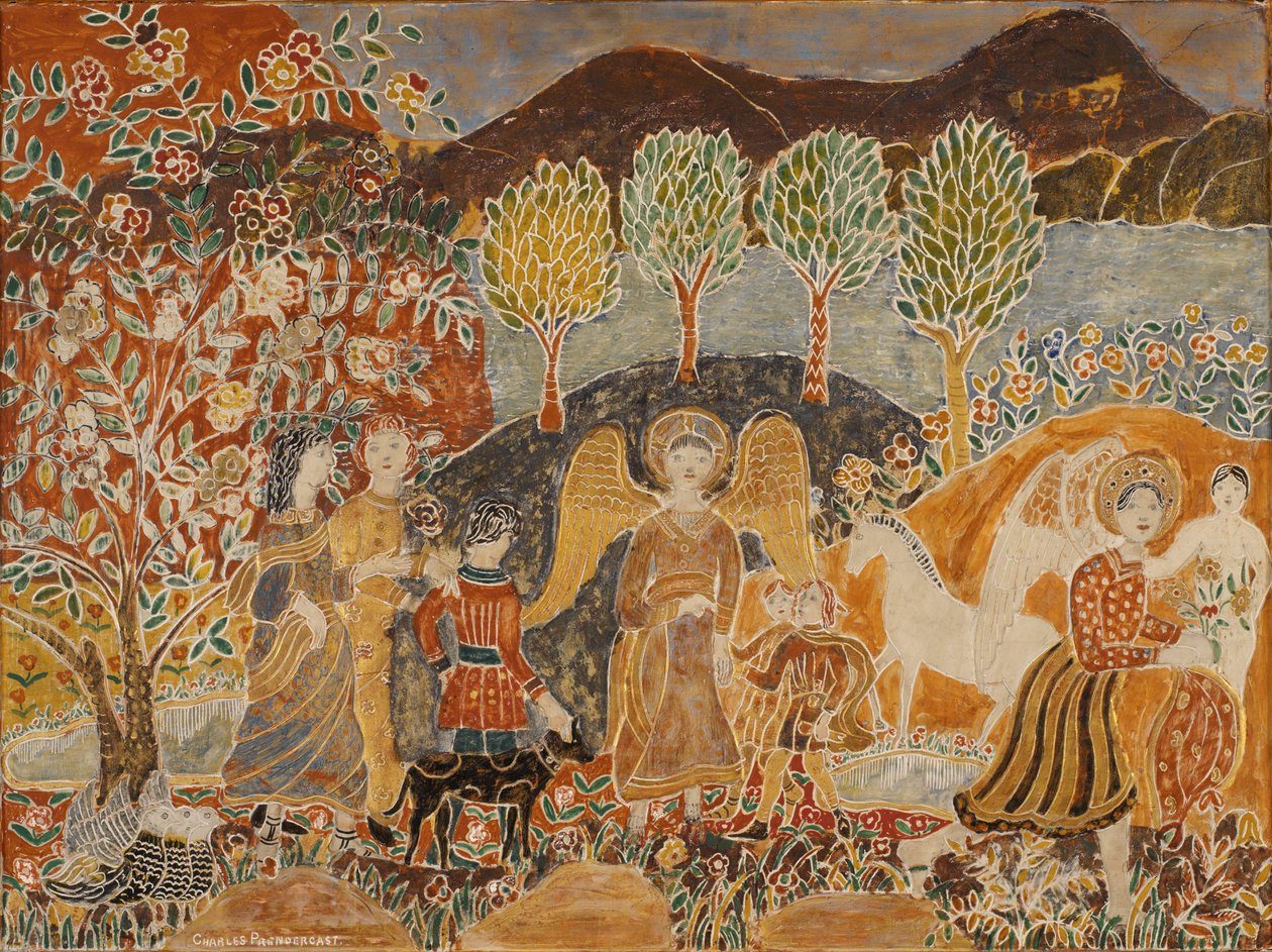 Engelen in een Landschap door Charles Prendergast