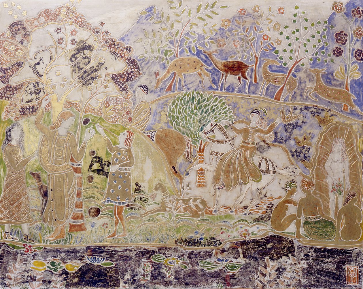 Figuren en herten door Charles Prendergast