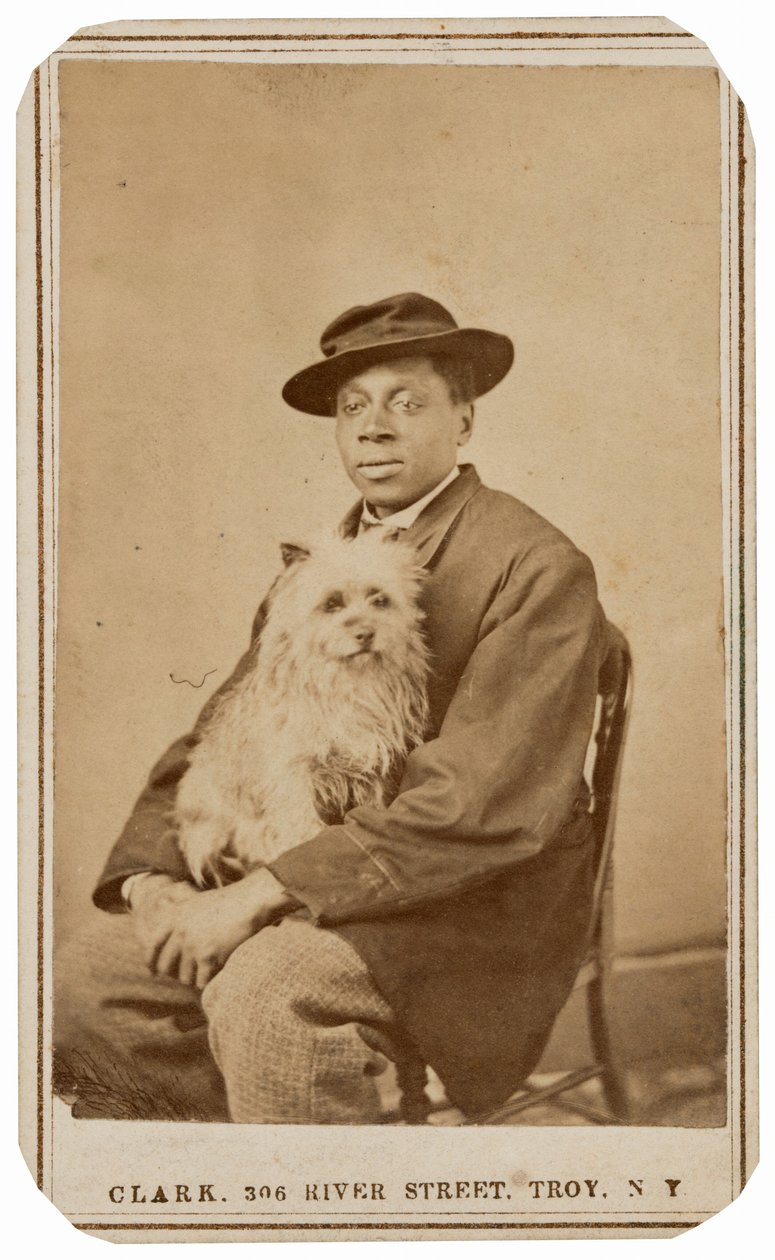 Portret van een man en een hond,c. 1860 (foto) door Charles R. Clark