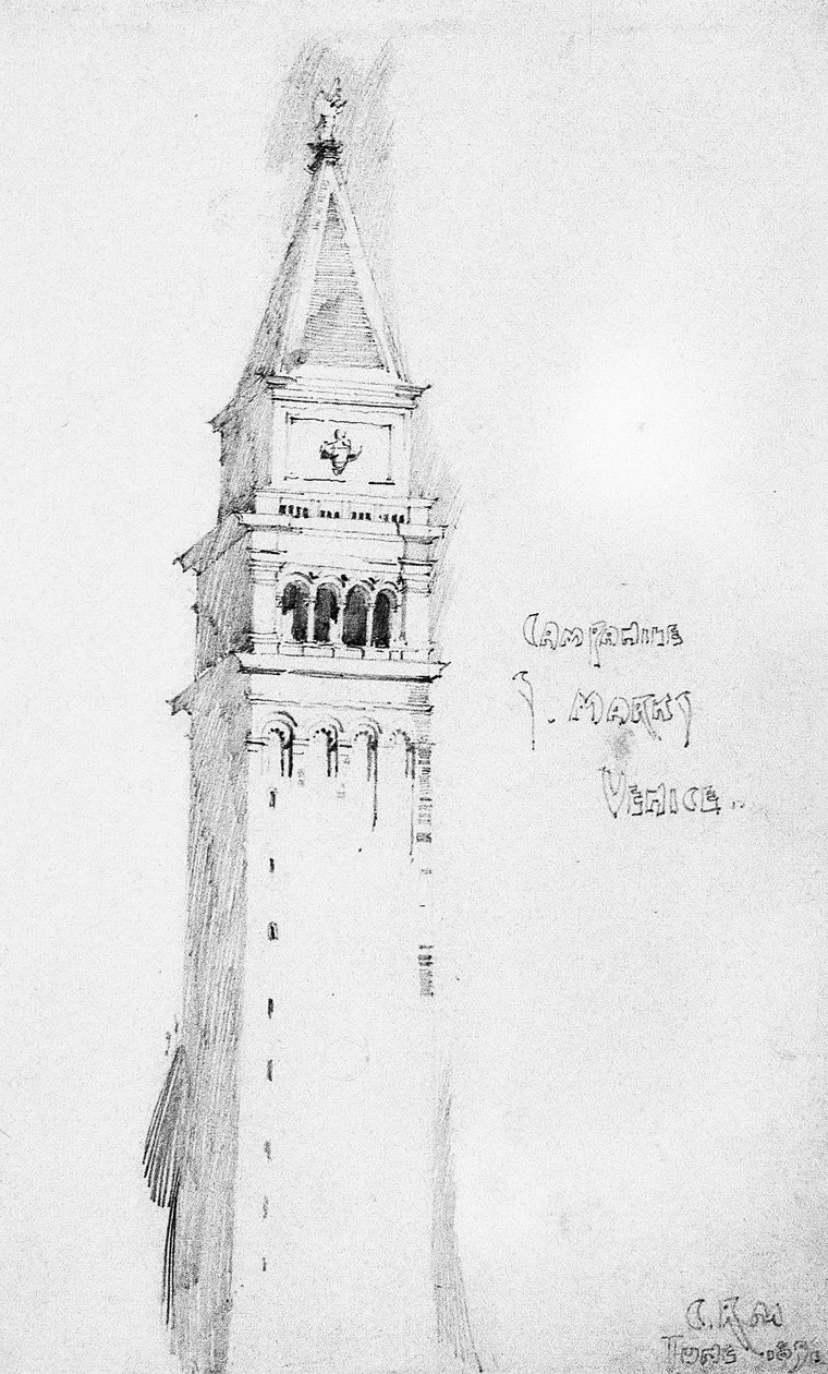 Campanile, S. Marks, Venetië, 1891 door Charles Rennie Mackintosh