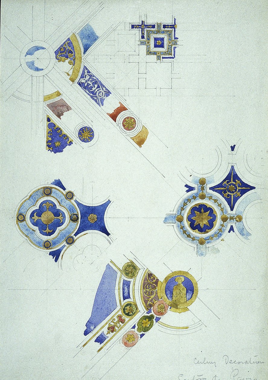 Plafonddecoratie, Certosa di Pavia, 1891 door Charles Rennie Mackintosh