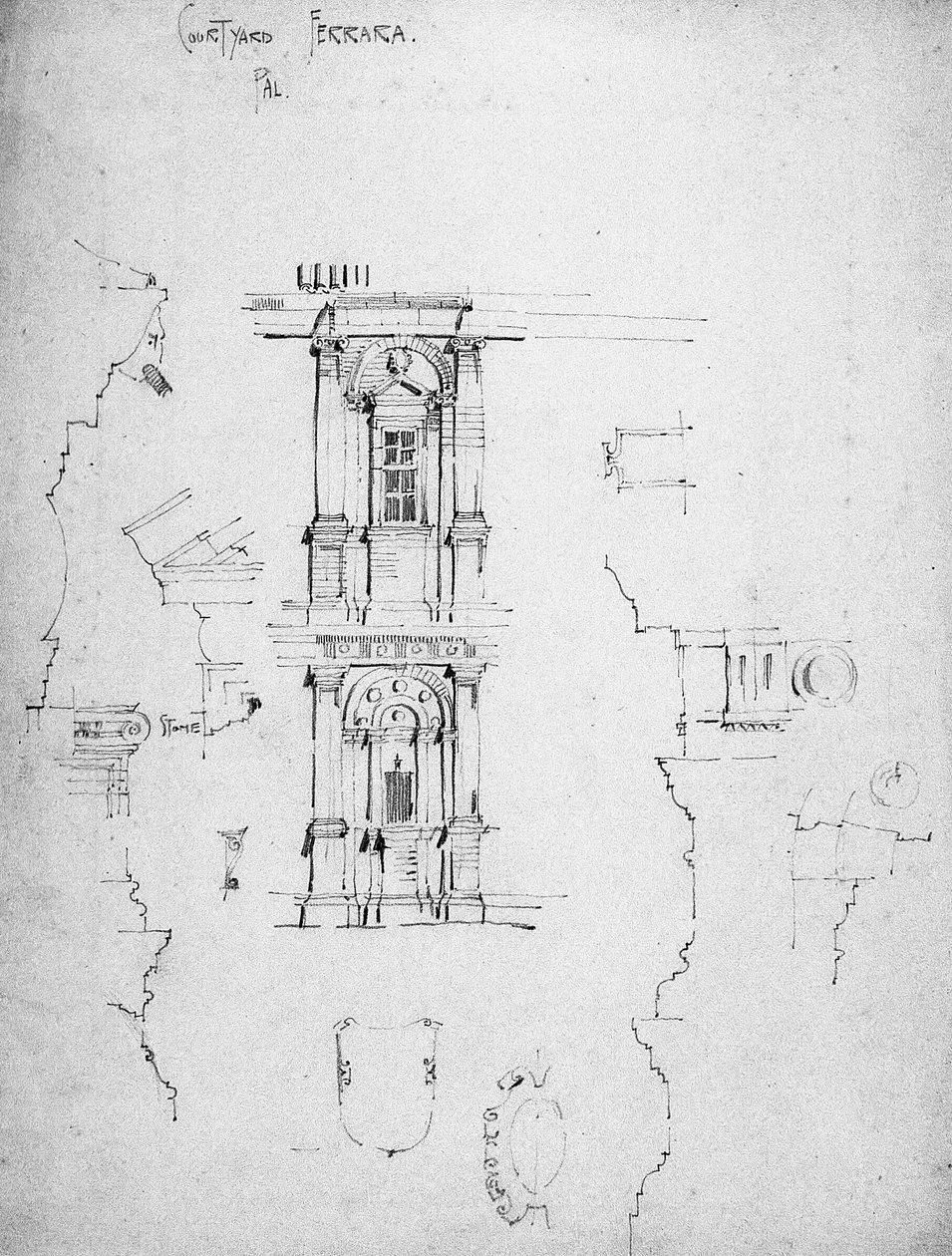 Paleishof, Ferrara, 1891 door Charles Rennie Mackintosh