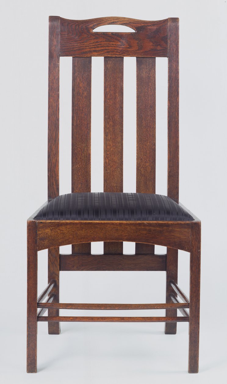Zijstoel, een van een paar, gemaakt voor Miss Cranstons Argyle Street Tearooms, Glasgow, 1896 door Charles Rennie Mackintosh