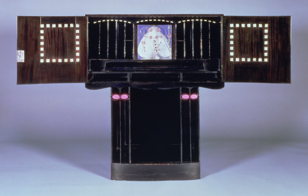 Schrijftafel voor Hill House, Helensburgh, ca. 1902 (open) door Charles Rennie Mackintosh