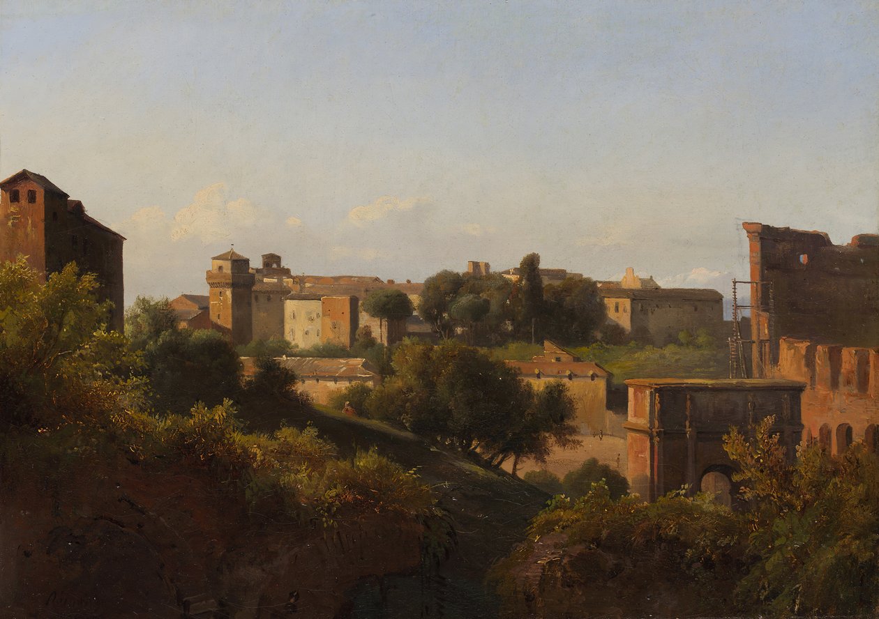 Uitzicht op het Colosseum en de Boog van Constantijn vanaf de Palatijn, ca. 1822-24 door Charles Rémond