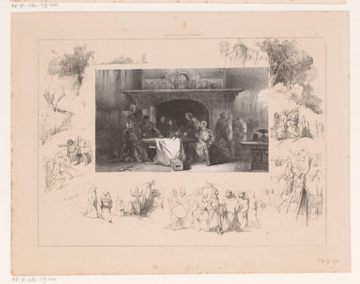 Ridders rondom een tafel door Charles Rochussen