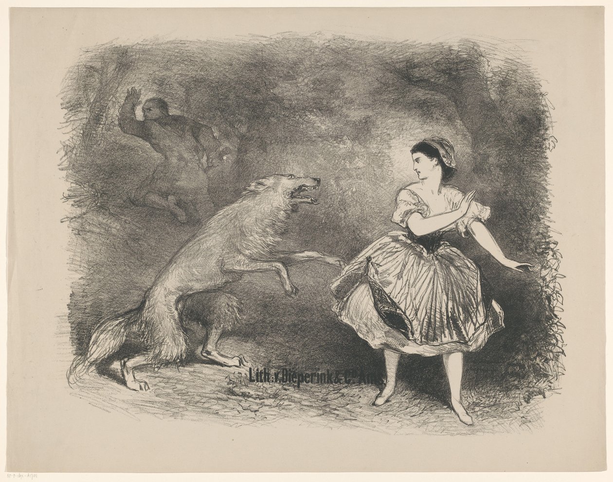 Scène uit ballet Roodkapje en de wolf door Charles Rochussen