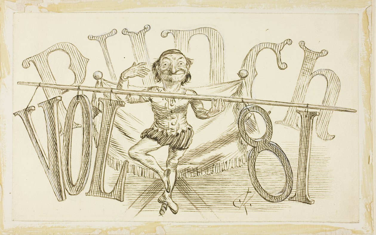 Studie voor Titelpagina van Punch, Volume 81 door Charles Samuel Keene