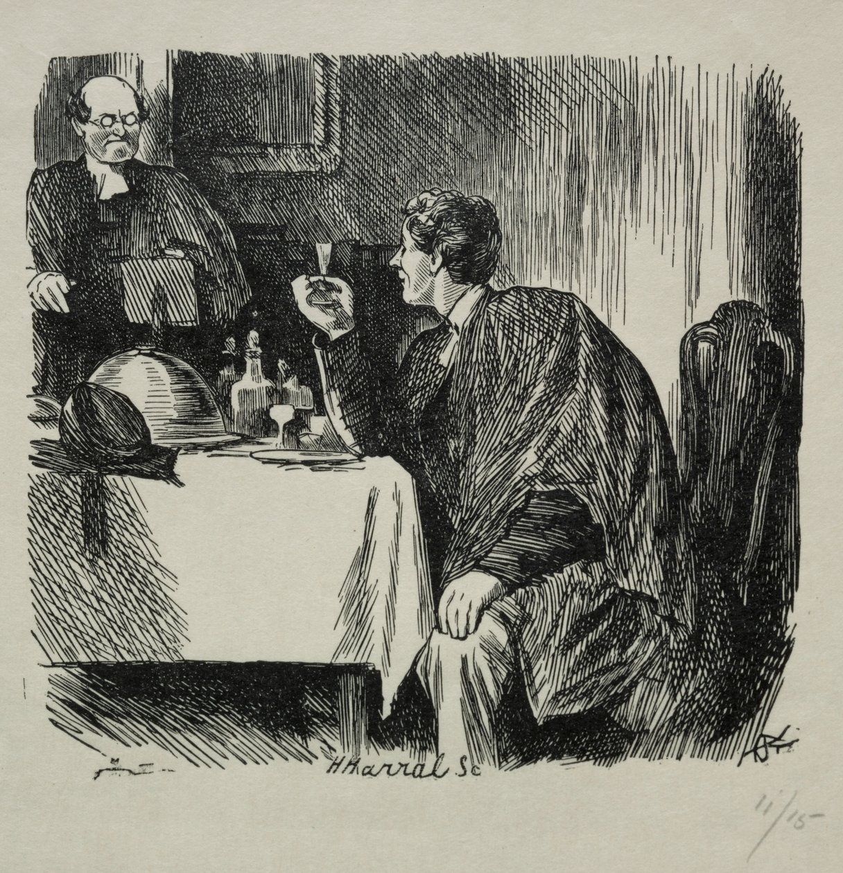 Tomkins Degree Supper en hoe het eindigde, 1868 door Charles Samuel Keene