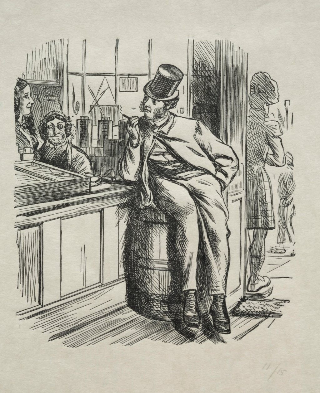 Wat er gebeurde na het doden van een rijke oom met Kerstmis, 1865 door Charles Samuel Keene