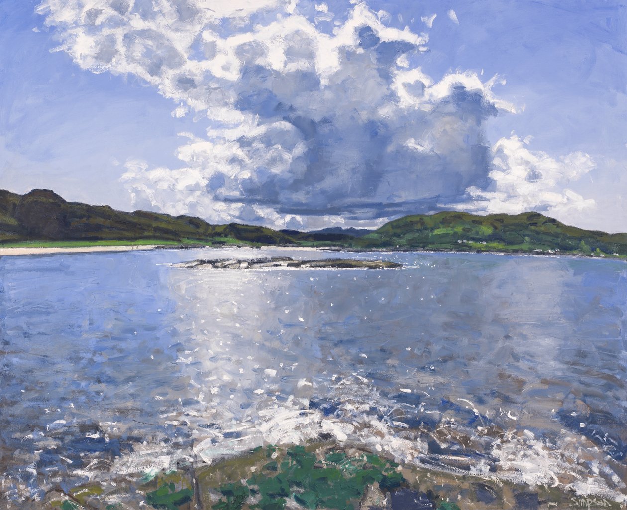 Grote wolk boven Portuairk, 2017 (olieverf op doek) door Charles Simpson