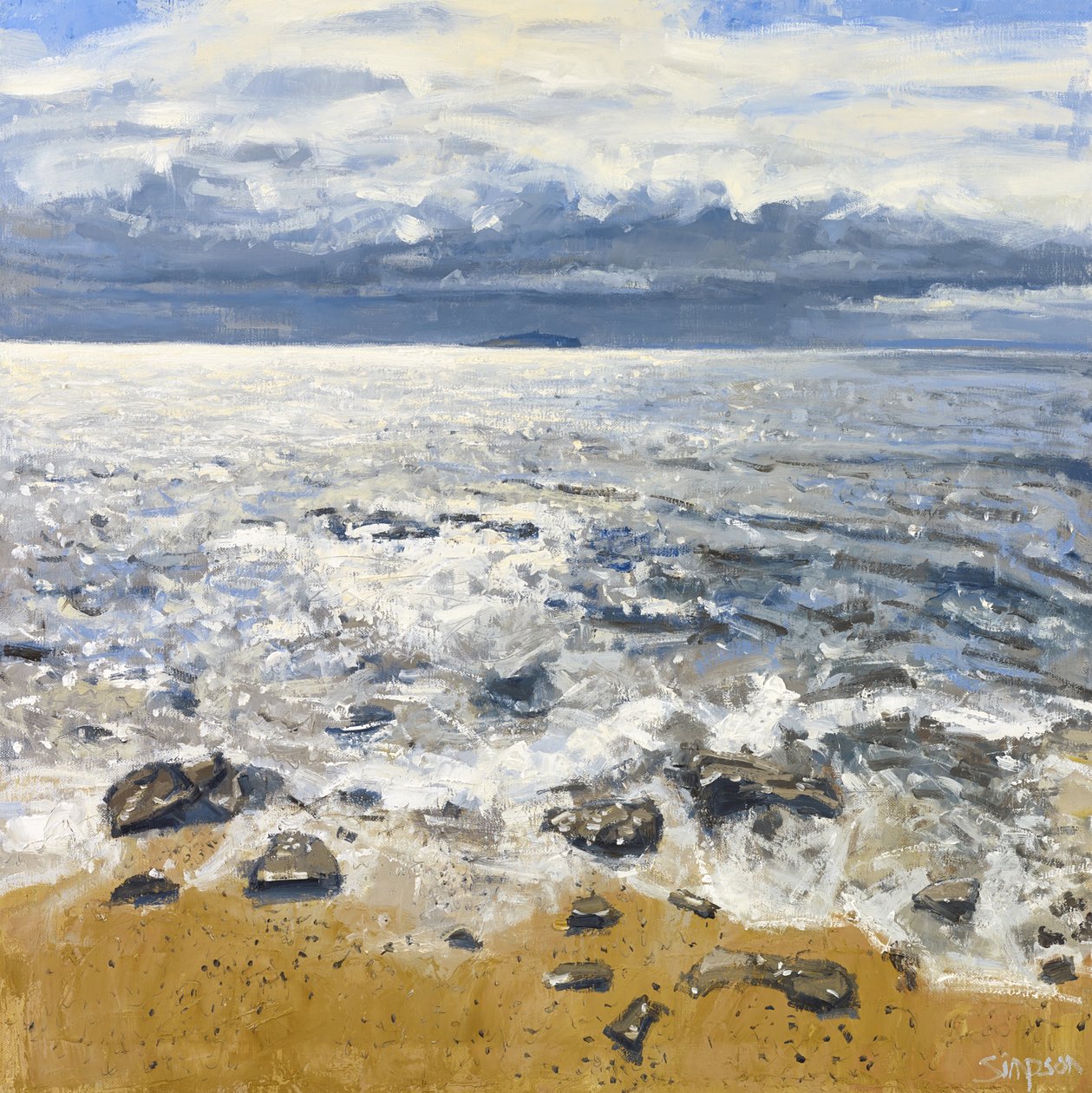 Crail Shore, 2015 (olieverf op doek) door Charles Simpson