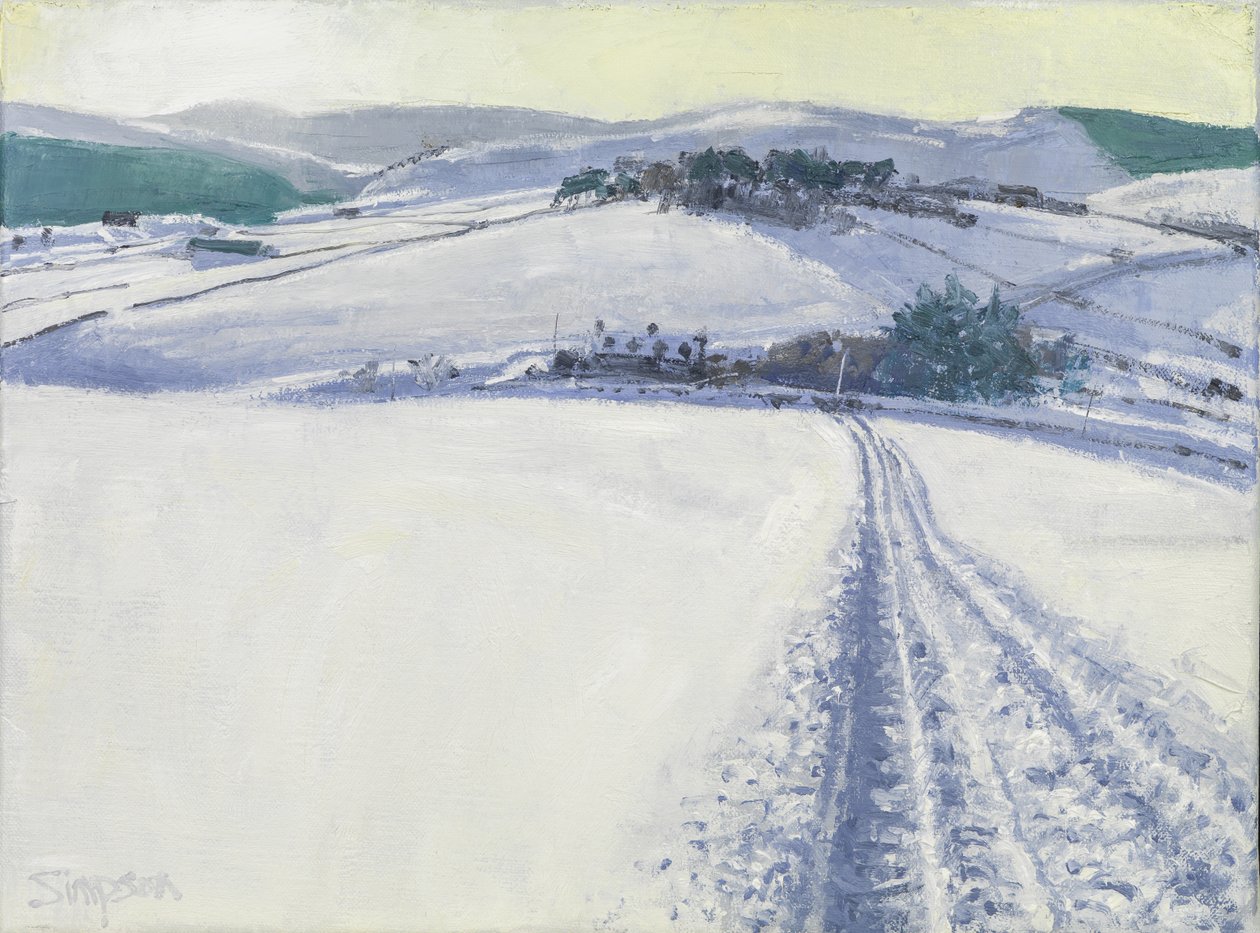 Spoor door de sneeuw, 2016 (olieverf op doek) door Charles Simpson