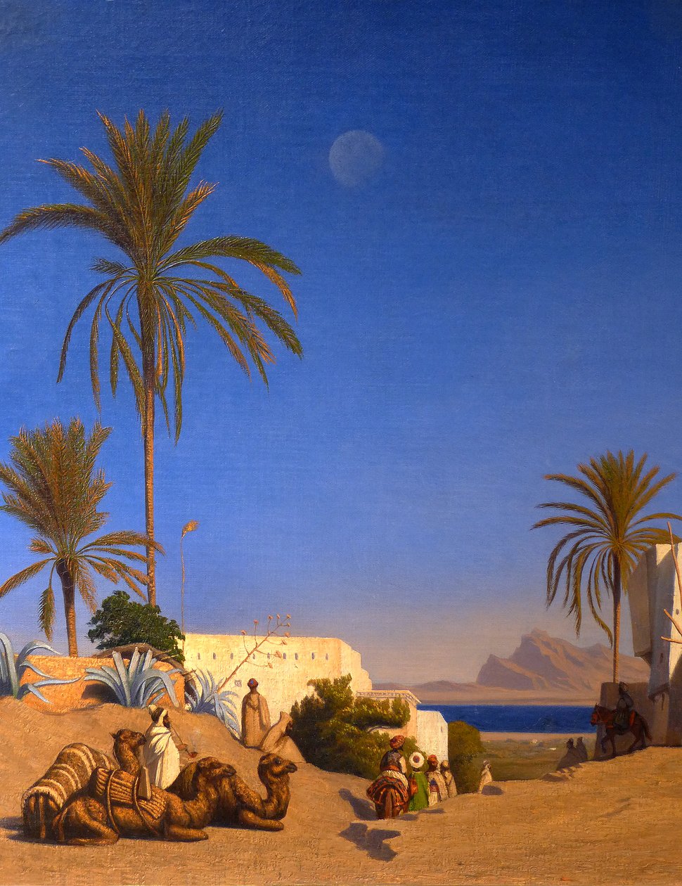 Algerijns landschap (detail) door Charles Theodore (1814 88) Frere