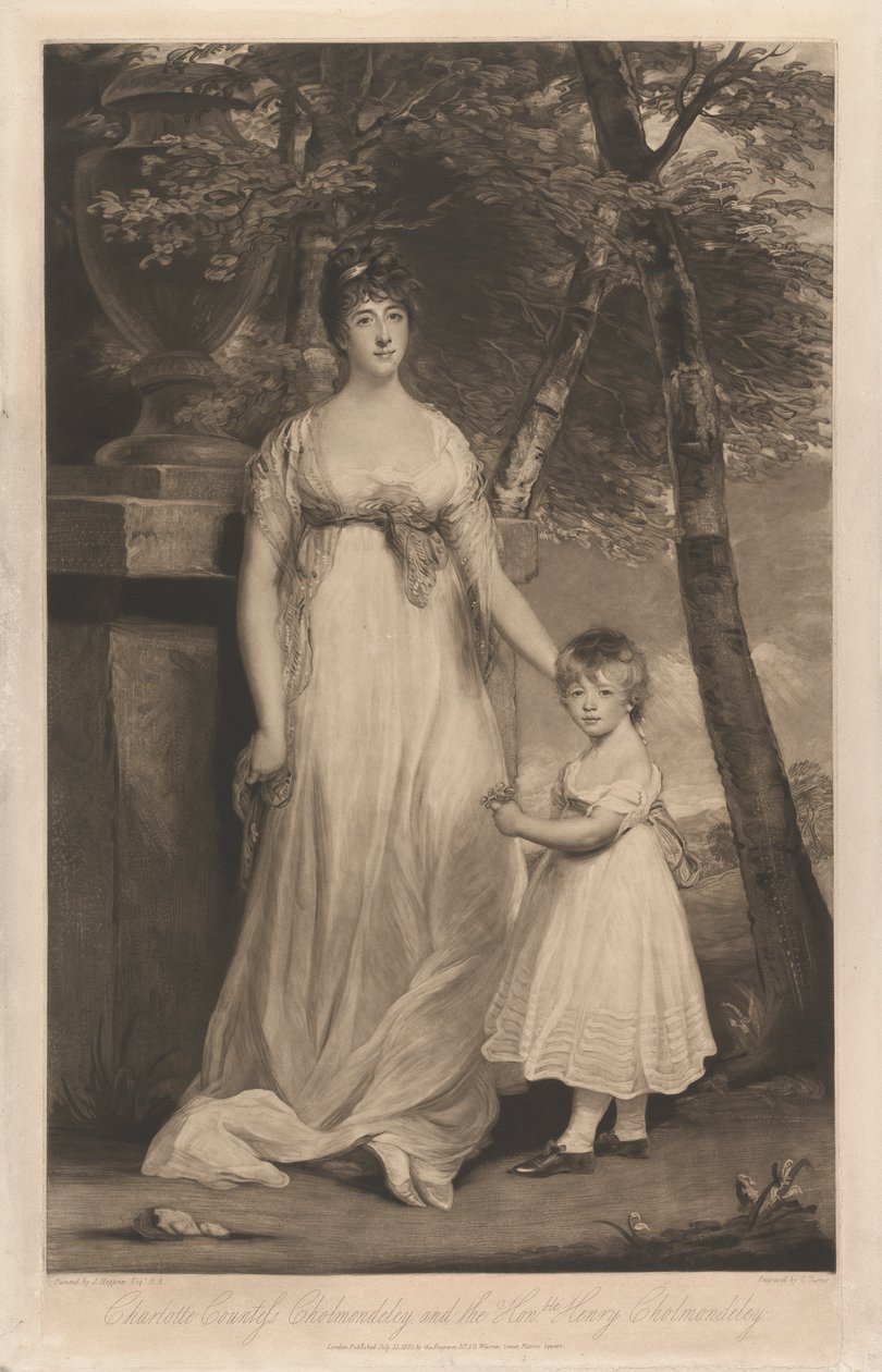 Charlotte Gravin Cholmondeley en haar zoon de Eerwaarde Henry Cholmondeley door Charles Turner