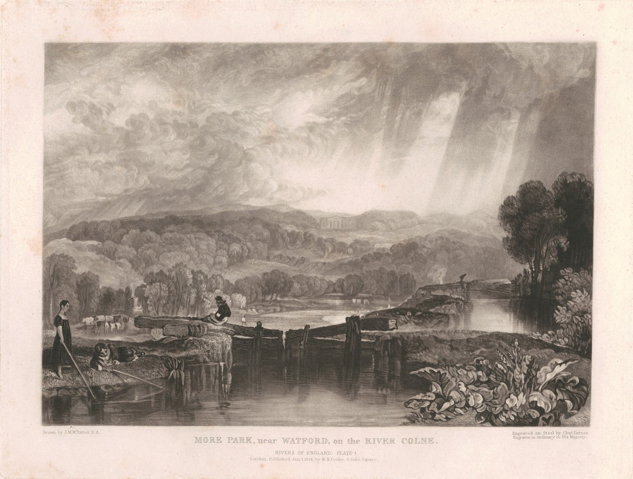 More Park, vlakbij Watford, aan de rivier de Colne door Charles Turner