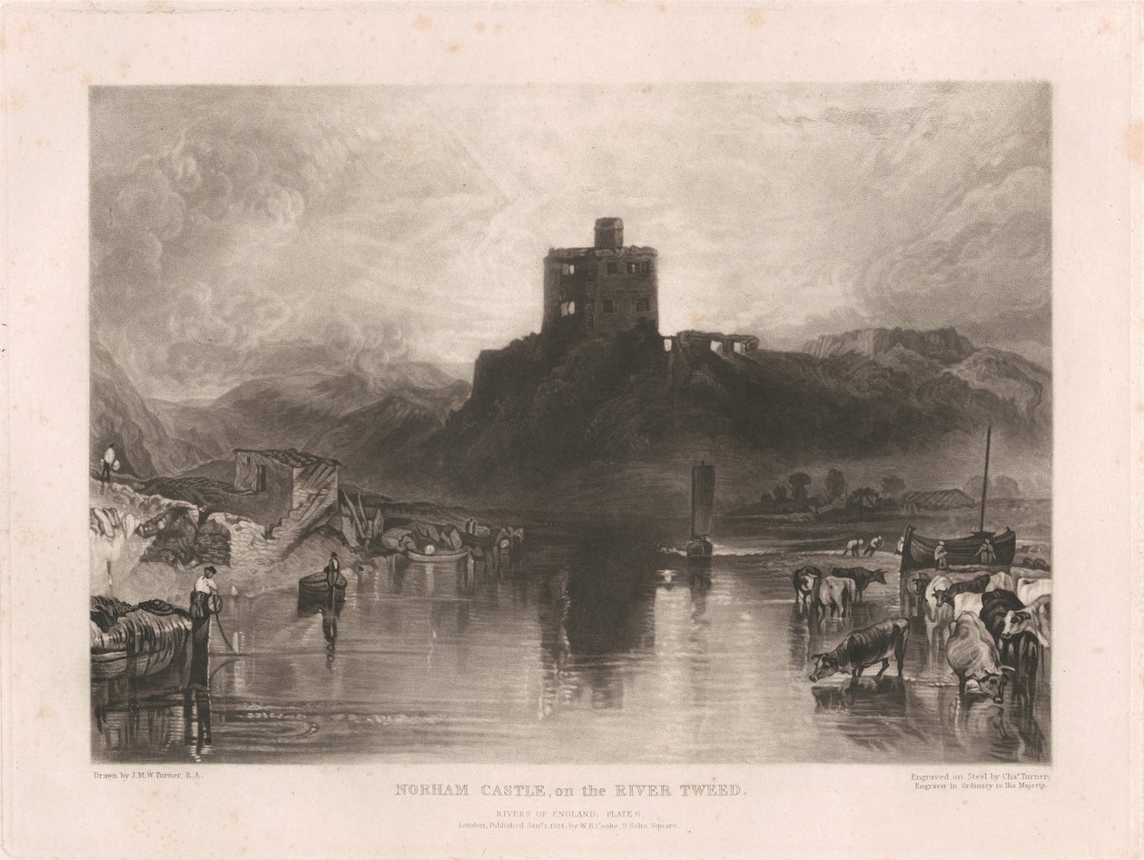 Norham Castle, aan de rivier de Tweed door Charles Turner