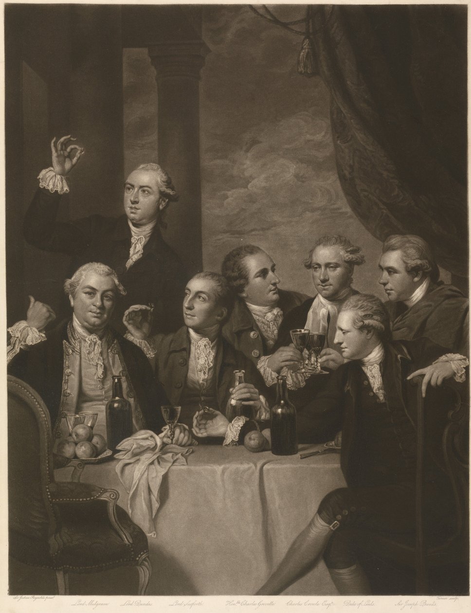 Portret van leden van de Dilettanti-vereniging door Charles Turner
