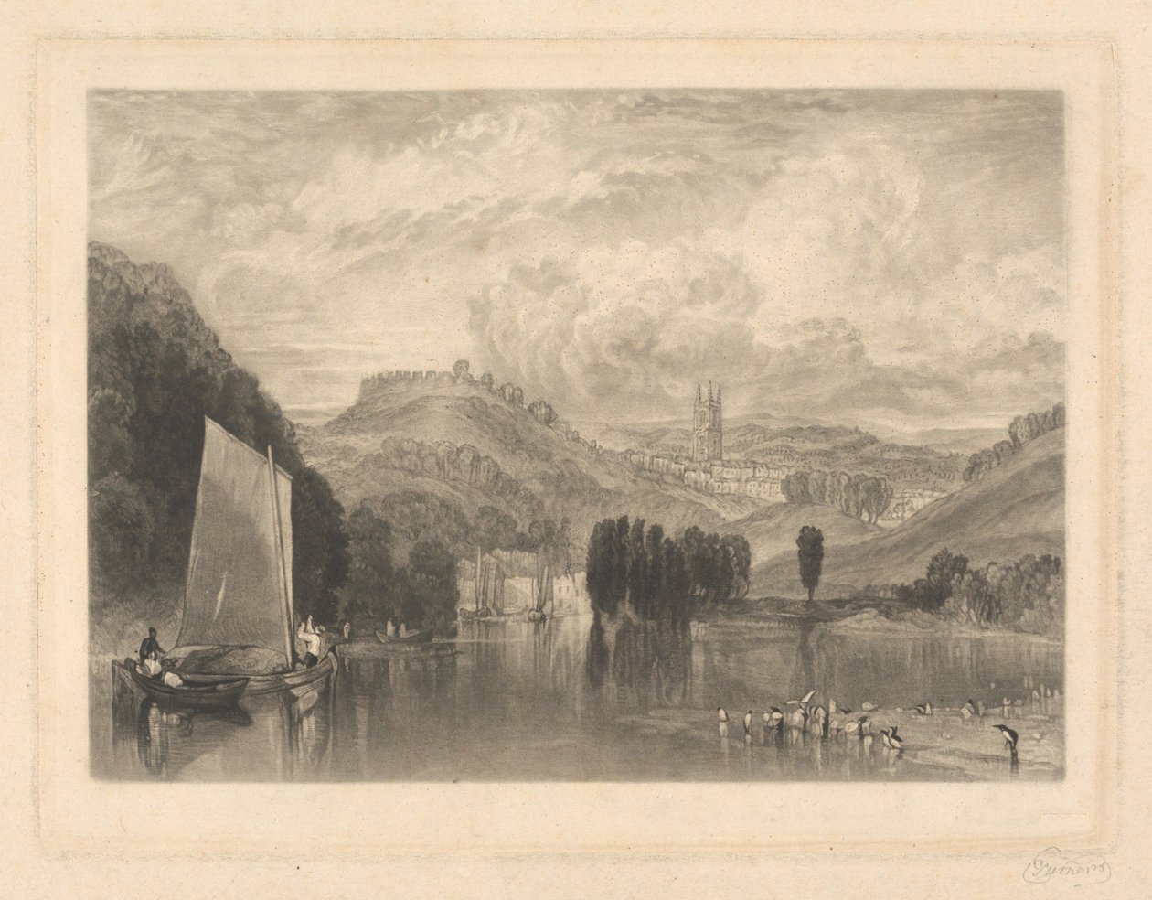 Totnes, aan de Dart door Charles Turner