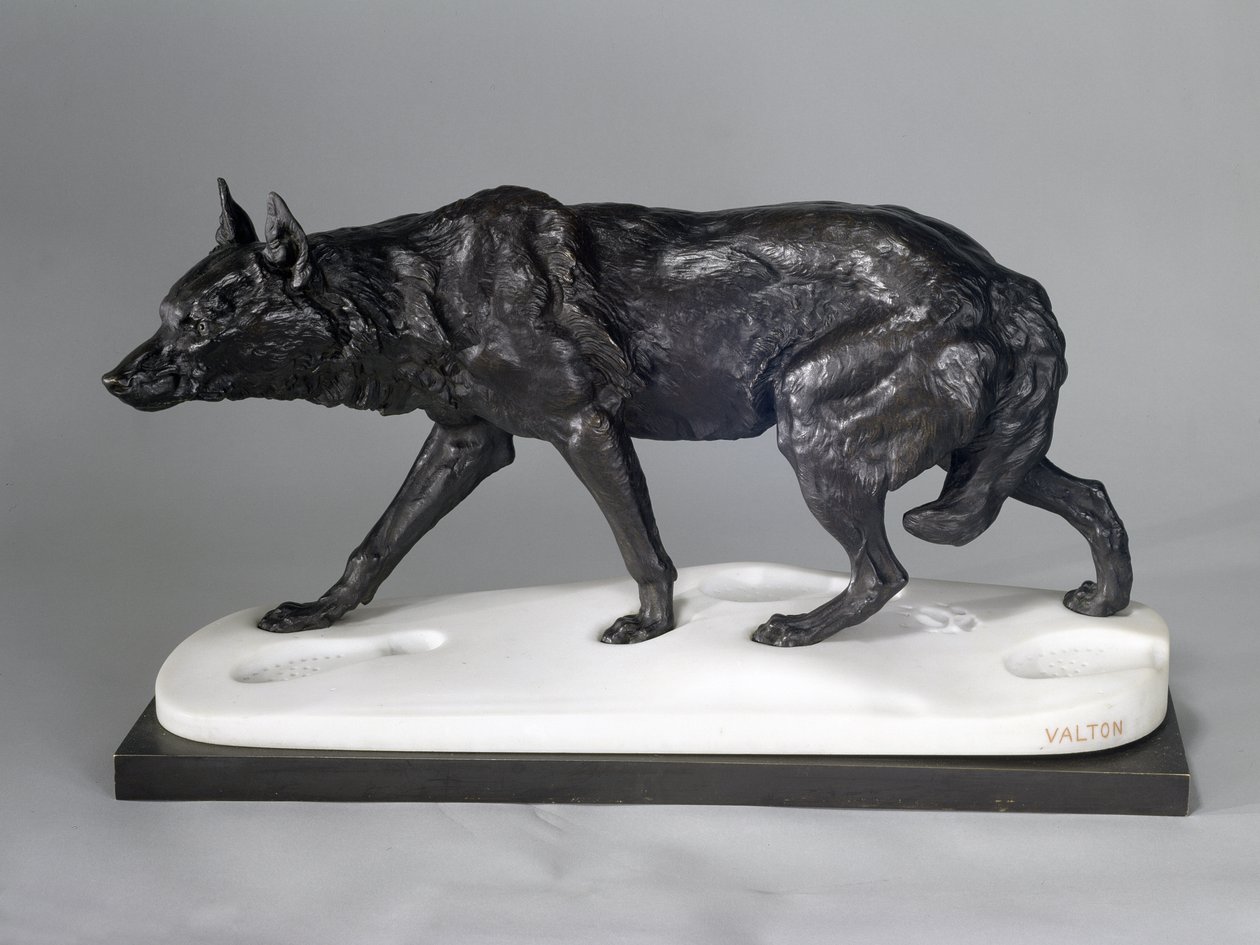 Wolf Volgt Spoor in de Sneeuw door Charles Valton