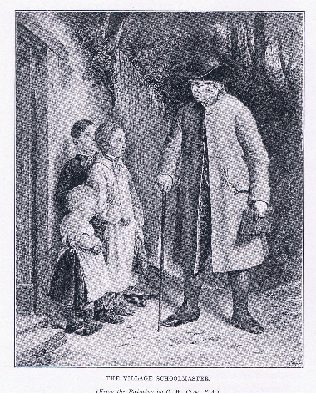 De dorpsschoolmeester, uit The Magazine of Art 1893, Cassell and Company door Charles West Cope