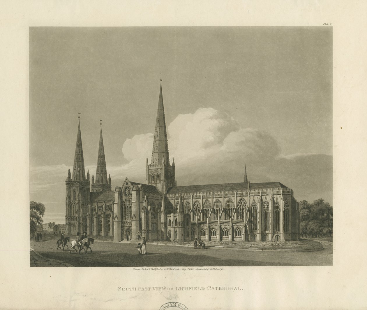 Lichfield Kathedraal - Zuidoostaanzicht door Charles Wild