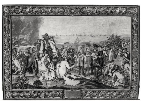 Lodewijk XIV (1638-1715) bij het beleg van Douai, juli 1667, Gobelins Werkplaats door Charles attr. to Le Brun