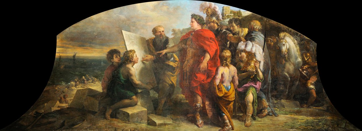 Augustus bouwt de haven van Miseno, 1673-1675 door Charles de la Fosse