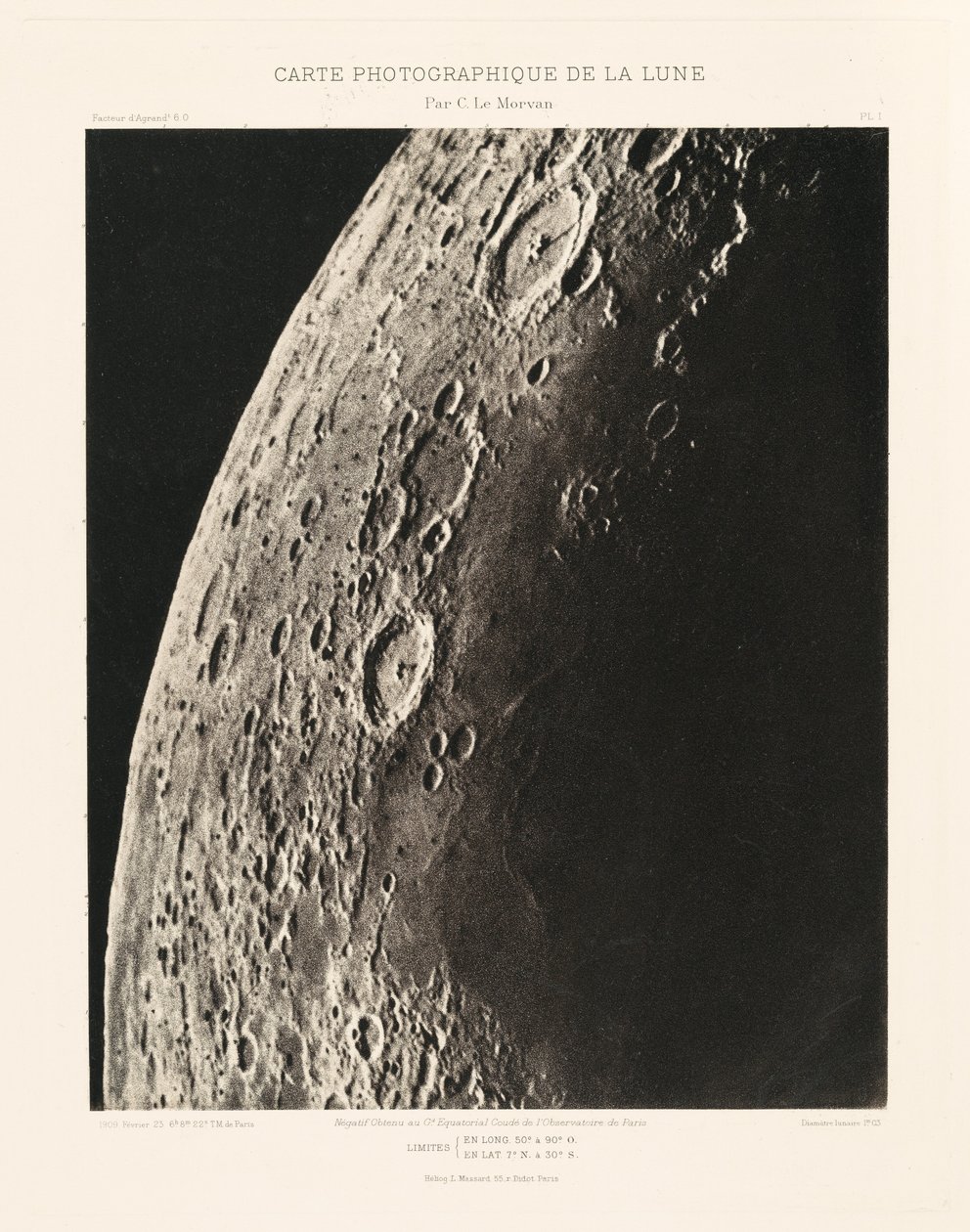 Carte photographique de la lune, planche I (Fotografische Kaart van de Maan, plaat I),23 februari door Charles le Morvan