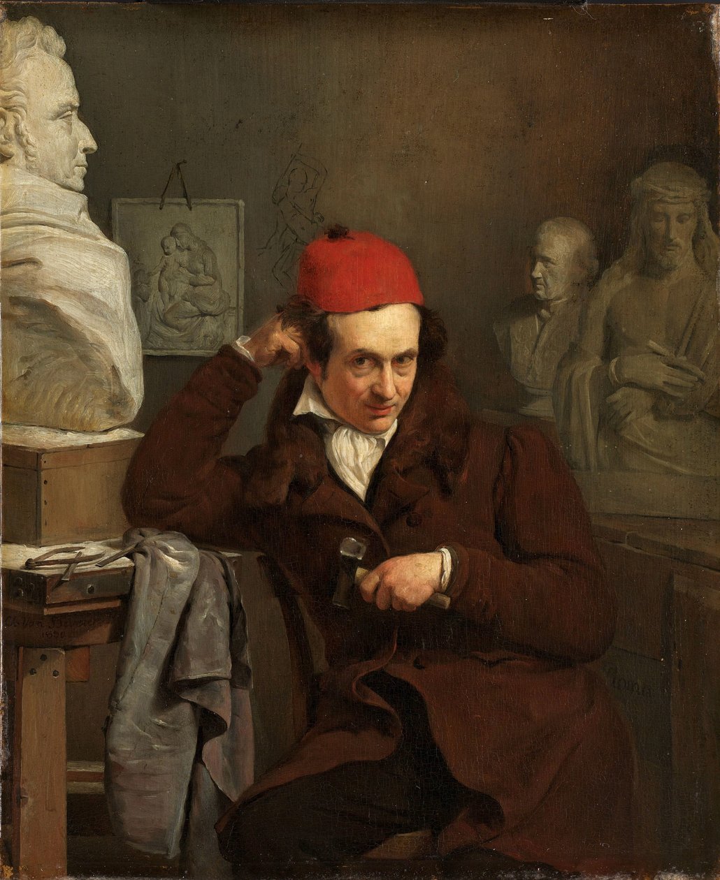 Portret van Louis Royer (1793-1868). Beeldhouwer door Charles van Beveren