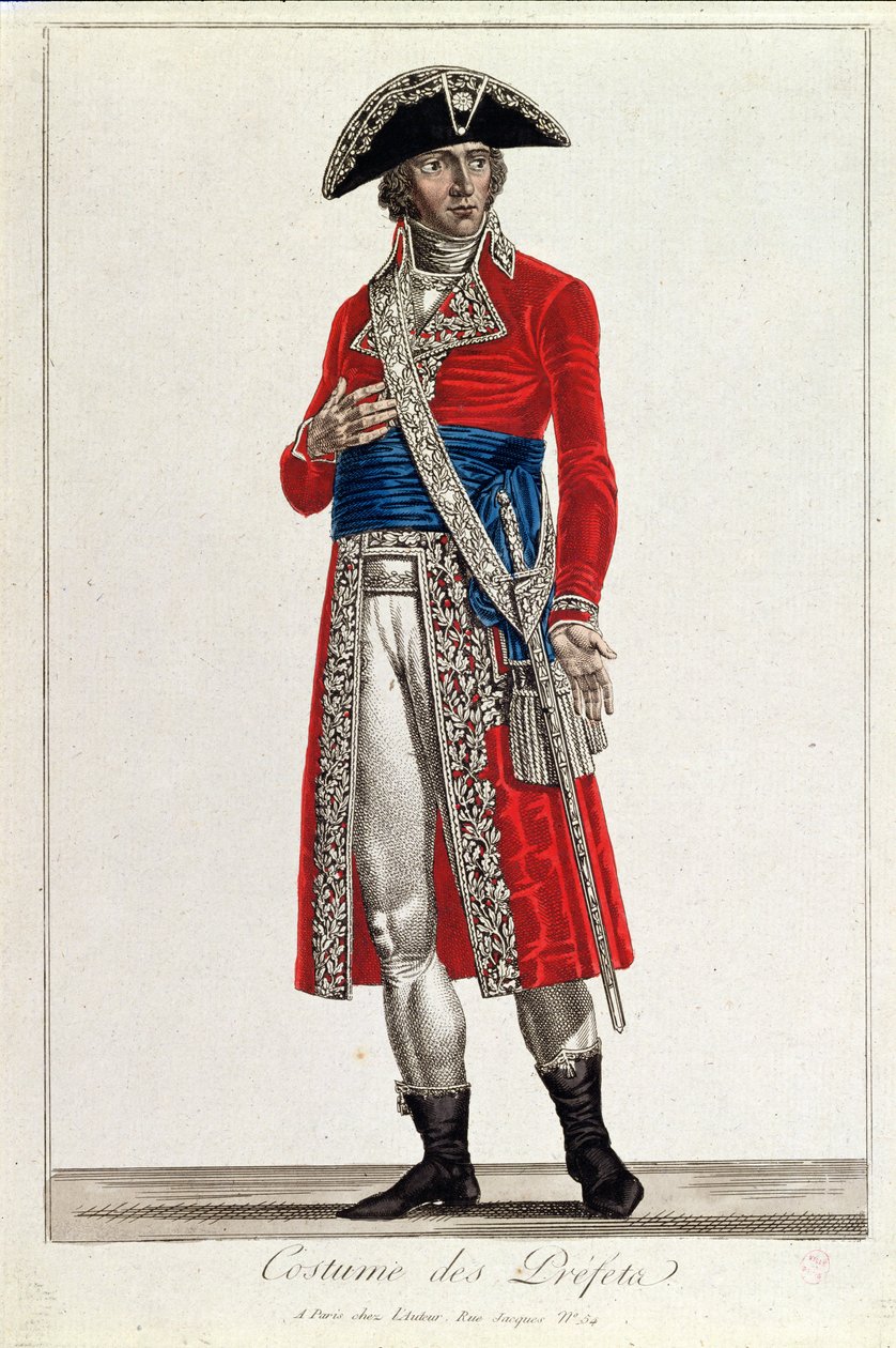 Kostuum van een Prefect tijdens de periode van het Consulaat (1799-1804) van de Eerste Republiek, c.1800 door Chataignier