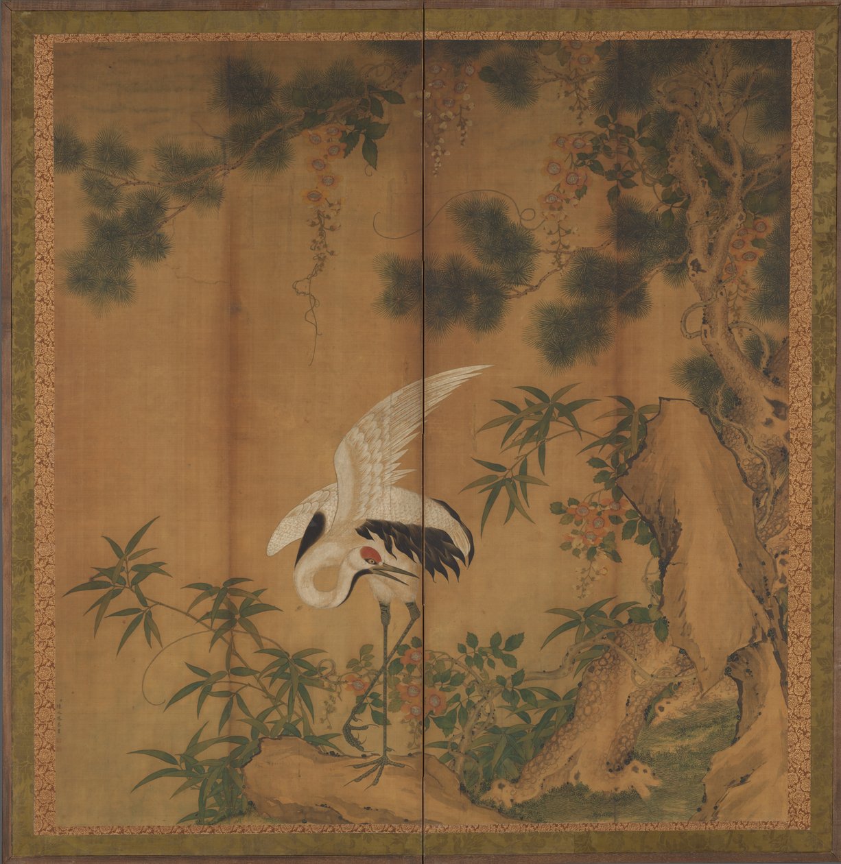 Kraanvogel en den, eind 19e eeuw door Chen Zhaofeng