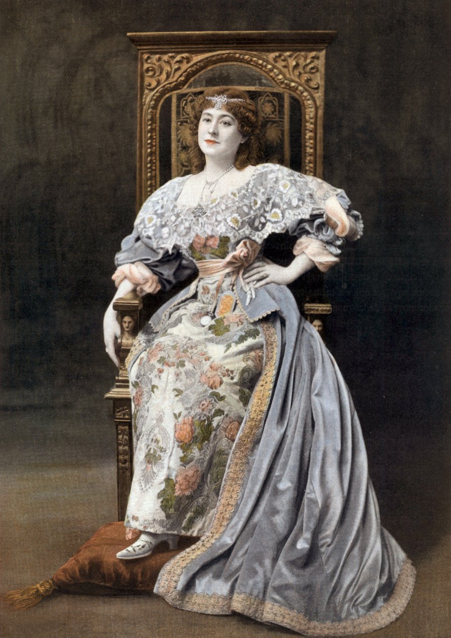 Franse komiek Julia Bartet (1854-1941) als Marion de Lorme in het toneelstuk 