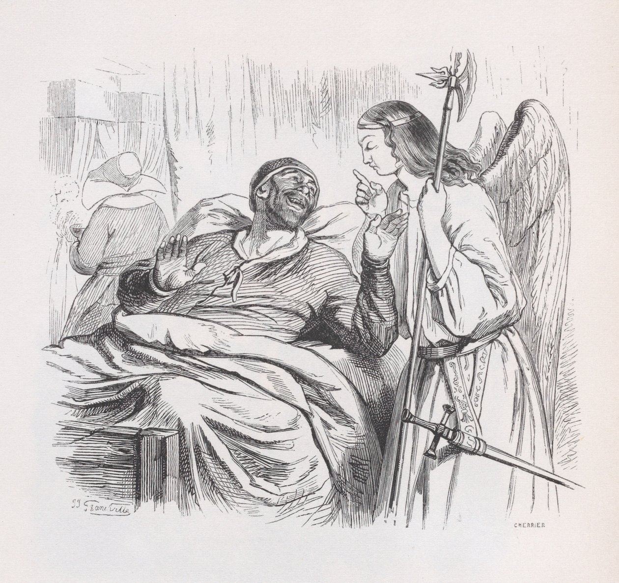 De Beschermengel uit Het Complete Werk van Béranger, 1836 door Cherrier