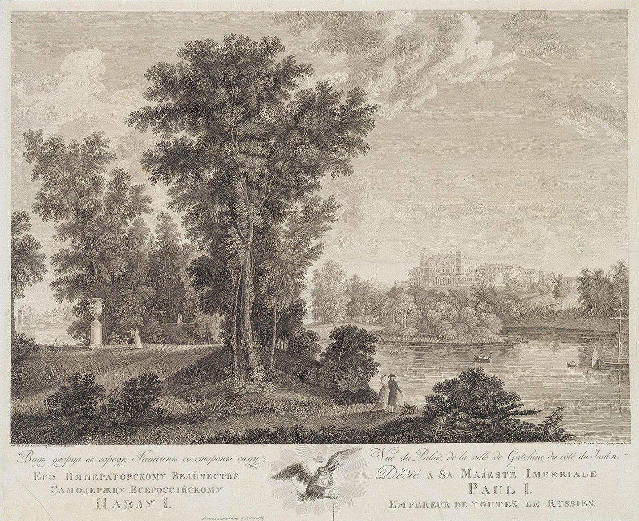 Uitzicht op het Paleis in Gatchina vanuit het Park, 1799-1800 door Chessky