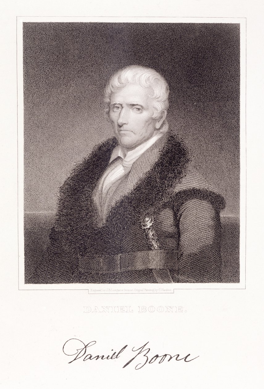 Daniel Boone (1736-1813) gegraveerd door James Barton Longacre door Chester Harding