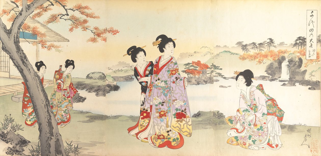 Chiyoda Kasteel Album van Vrouwen, 1895 door Chikanobu Yoshu