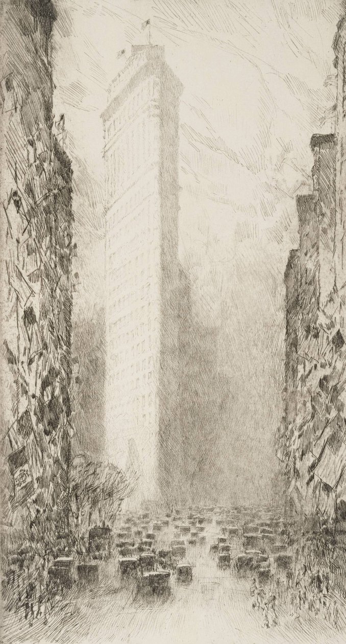 Washingtons Verjaardag--Fifth Avenue bij 23rd Street door Childe Hassam