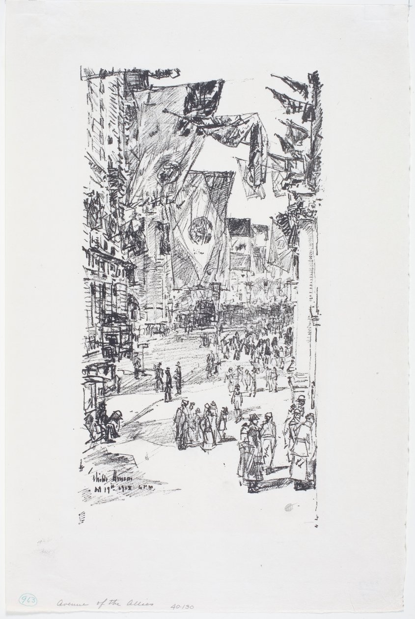Laan van de Bondgenoten, Stadstraat (5th Ave) door Childe Frederick Hassam