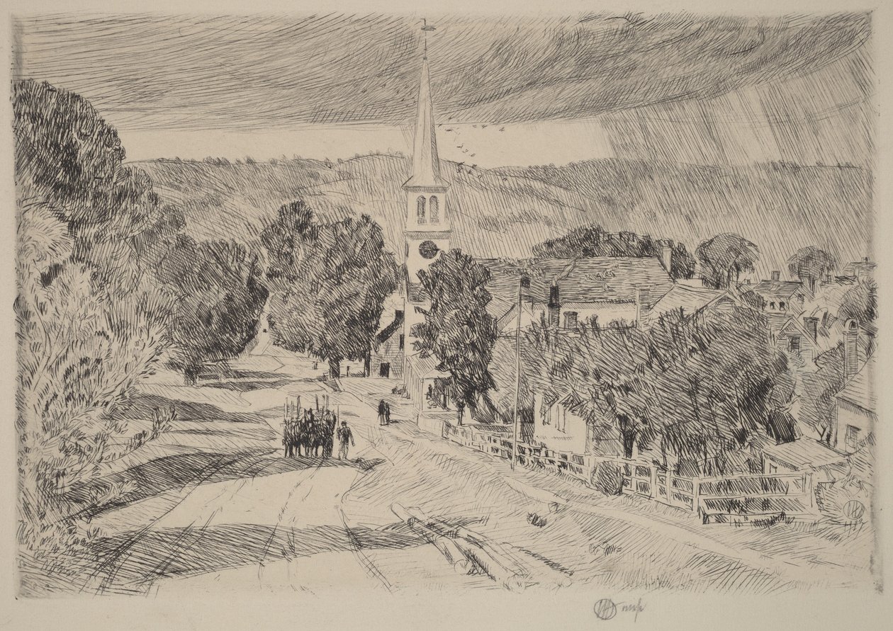 Een dorp in Vermont door Childe Hassam
