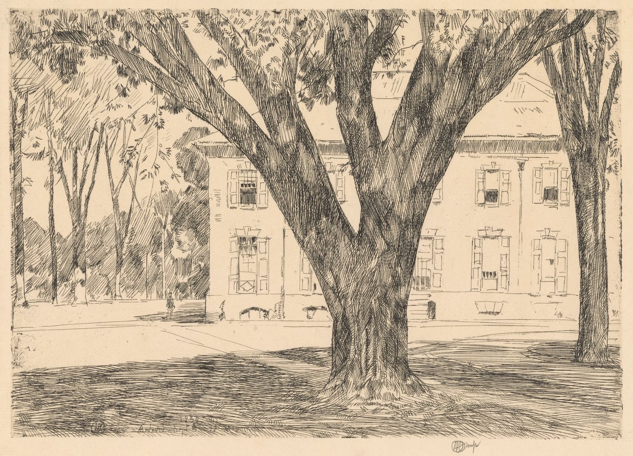 Campus en Bibliotheek, Andover door Childe Hassam