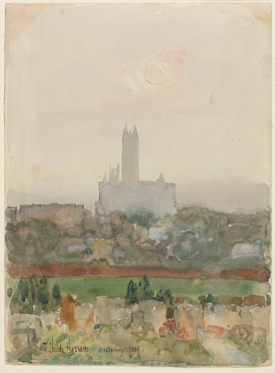 Canterbury Kathedraal recto, 1889 door Childe Hassam