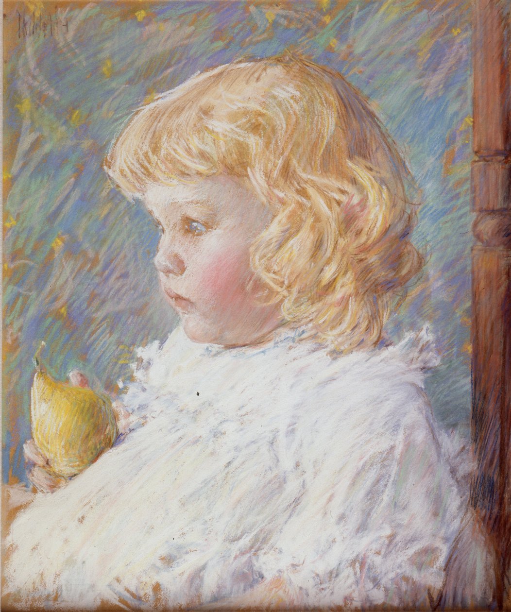 Klein meisje met een peer door Childe Hassam