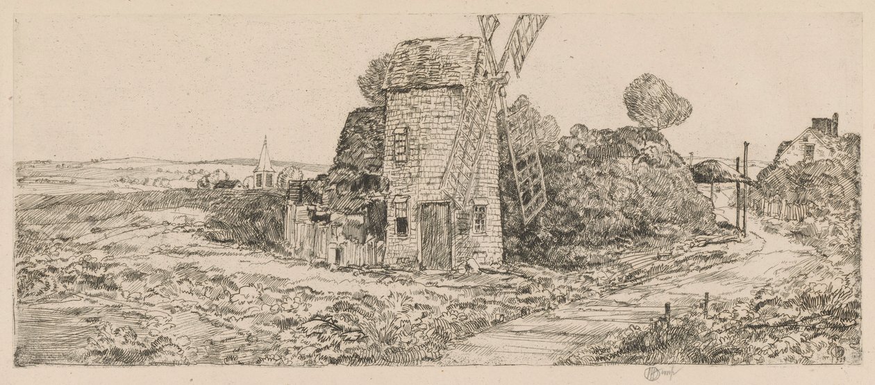 Long Island Windmolen, 1929 door Childe Hassam