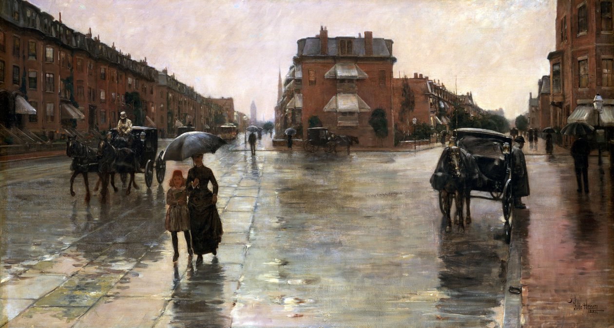 Een regenachtige dag, Boston door Childe Hassam