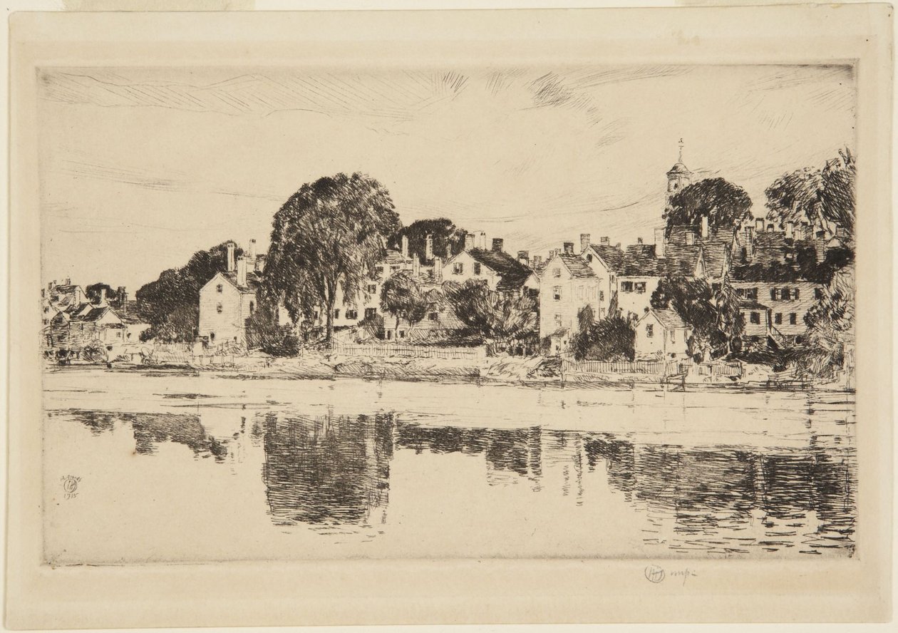 The Chimneys, Portsmouth, 1915 door Childe Hassam
