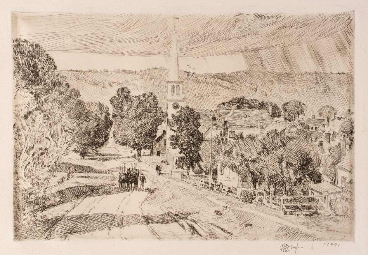 Het dorp Vermont (Peacham) door Childe Hassam